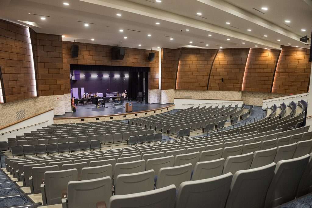 The enormous West Plains auditorium serves as a natural gathering point for the student body. “When the kids come in, when the community comes in here, it feels like home,” Gomez says. Last year, with an inaugural enrollment of nearly 900, the school hosted a “Wolf Camp” to establish the school’s culture before its first full school year. “We brought them all in here and sat here first. We took a second to think about what was going to happen here. It was the most exciting moment,” he says. “I was new. They were new. We were going to do this together. It brought our school and the student body together quickly.” This year’s West Plains enrollment has grown to more than 1,100.